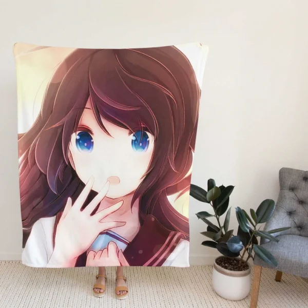 Anime Girl Blue Eyes Fleece Blanket