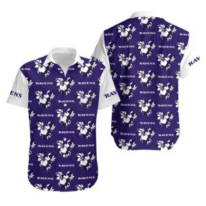 Baltimore Ravens Mickey and Flowers Hawaii Shirt and Shorts Summer