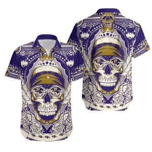 Baltimore Ravens Skull NFL Gift For Fan Hawaii Shirt and Shorts Summer