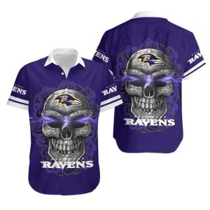 Baltimore Ravens Sugar Skull NFL Gift For Fan Hawaiian Graphic Print