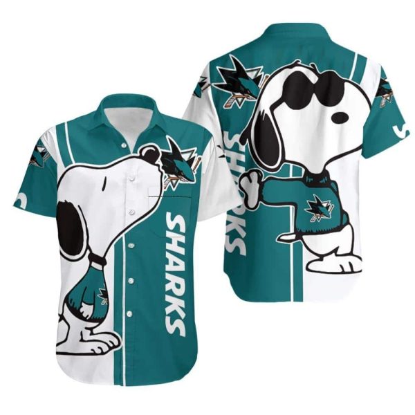 Beach San Jose Sharks Hawaiian Shirt Snoopy Lover 3D Printed