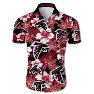 Beach Shirt Atlanta Falcons Hawaiian Shirt Tropical Flower Short Sleeve Slim Fit Body