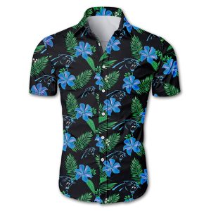 Beach Shirt Carolina Panthers Hawaiian Shirt Floral Button Up Slim Fit Body