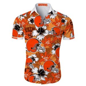 Beach Shirt Cleveland Browns Hawaiian Shirt Tropical Flower For Fans