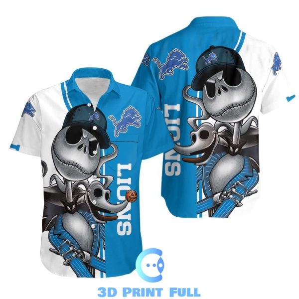 Beach Shirt Detroit Lions Jack Skellington And Zero Hawaiian Shirt Combo Beach