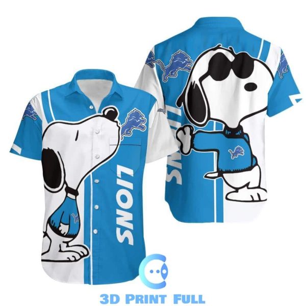 Beach Shirt Detroit Lions Snoopy Lover 3D Printed Hawaiian Shirt Combo Beach