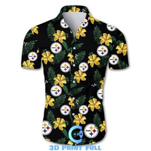 Beach Shirt NFL Pittsburgh Steelers tropical flower Hawaiian Shirt