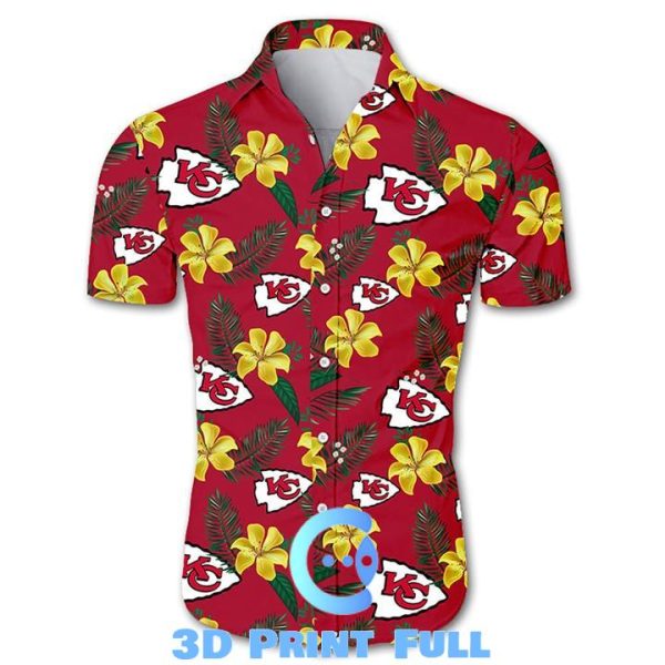 Beach Shirt NFL kansas city chiefs tropical flower hawaiian shirt