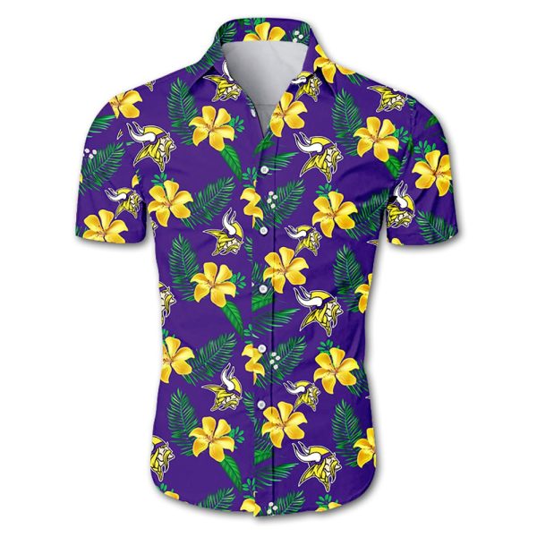 Beach Shirt NFL minnesota vikings tropical flower hawaiian shirt