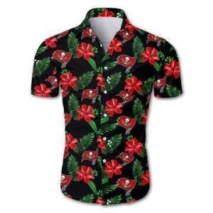 Beach Shirt Tampa Bay Buccaneers Hawaiian 3D Shirt Floral Button Up Slim Fit Body- NFL