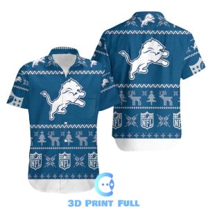 Beach shirt Detroit Lions Ugly Sweatshirt Christmas 3D Hawaiian Shirt Beach Set