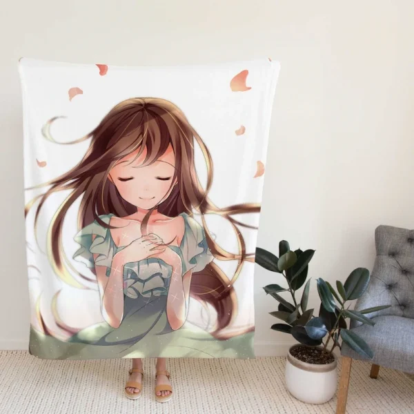 Beautiful Japanese Anime Girl Queen King Fleece Blanket