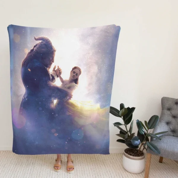 Beauty And The Beast Movie Emma Watson Belle Dan Stevens Fleece Blanket