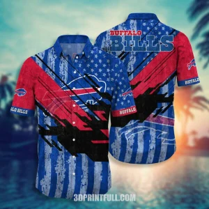 Buffalo Bills Hawaiian Shirt tropical flower for mens