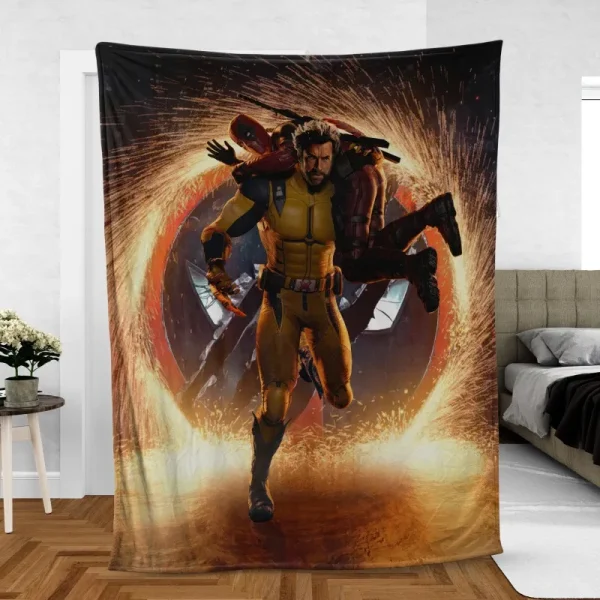 Deadpool and Wolverine Mercenary Duo Fleece Blanket