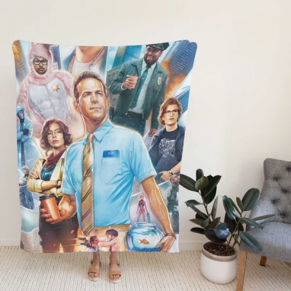 Free Guy Movie Jodie Comer Fleece Blanket