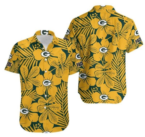 Green Bay Packers Flower Hawaii Shirt and Shorts Summer Collection H97