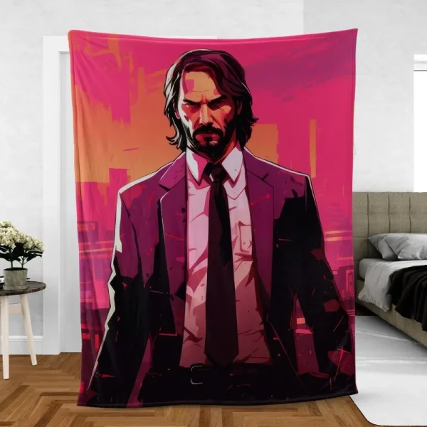 John Wick Hotline Miami Deadly Pursuit Fleece Blanket