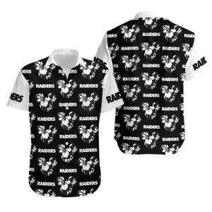 Las Vegas Raiders Mickey and Flowers Hawaii Shirt and Shorts Summer Co