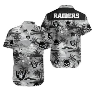 Las Vegas Raiders NFL Football Hawaiian Graphic Print Short Sleeve Haw