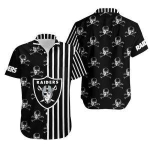 Las Vegas Raiders Stripes and Skull Hawaii Shirt and Shorts Summer Col