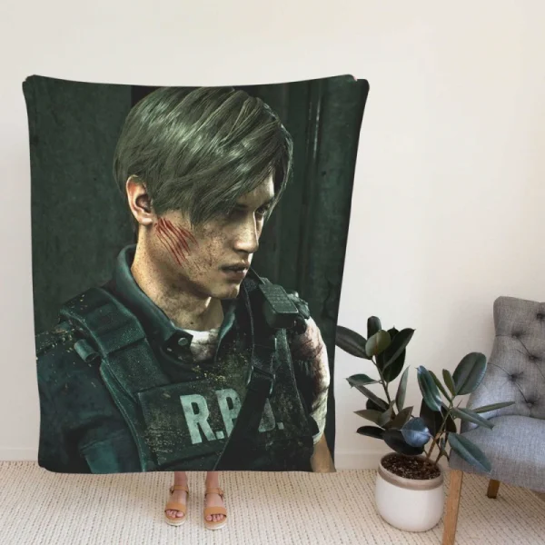 Leon S Kennedy Movie Resident Evil 2 Fleece Blanket