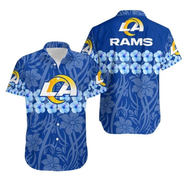 Los Angeles Rams Flower and Logo Hawaii Shirt and Shorts Summer Collec