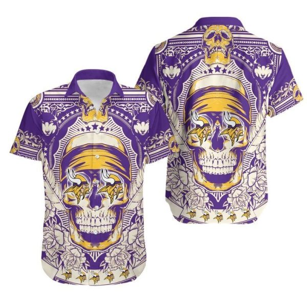 Minnesota Vikings Skull NFL Gift For Fan Hawaii Shirt and Shorts Summe