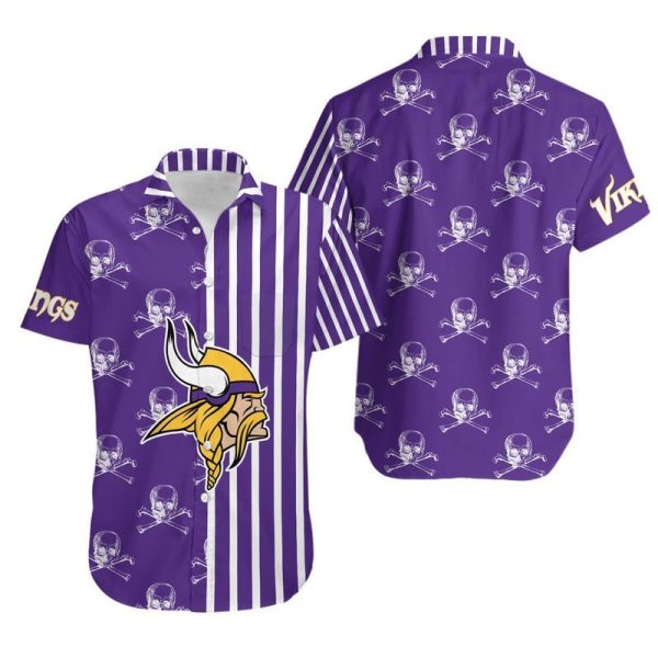 Minnesota Vikings Stripes and Skull Hawaii Shirt and Shorts Summer Col