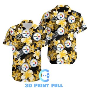 NFL Pittsburgh Steelers Flower Hawaii 3d Shirt