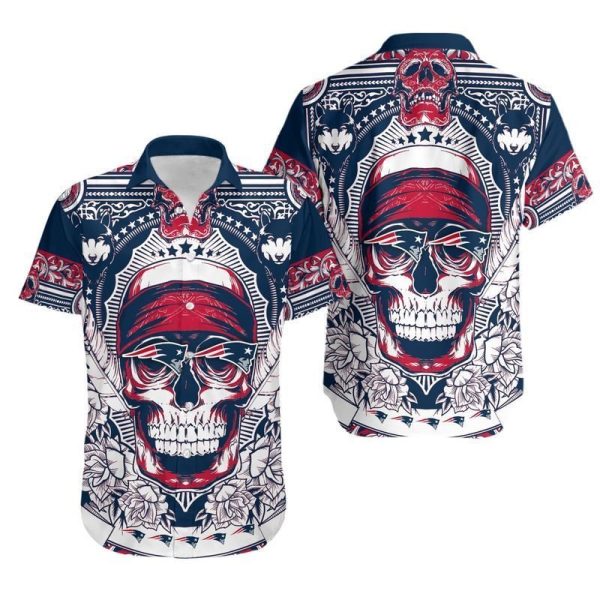 New England Patriots Skull NFL Gift For Fan Hawaii Shirt and Shorts Su