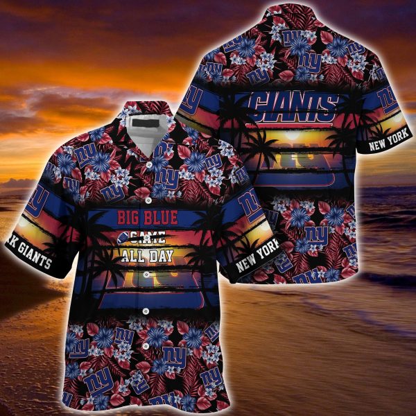 New York Giants NFL Summer Hawaiian Shirt Floral Pattern