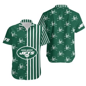 New York Jets Stripes and Skull Hawaii Shirt and Shorts Summer Collect