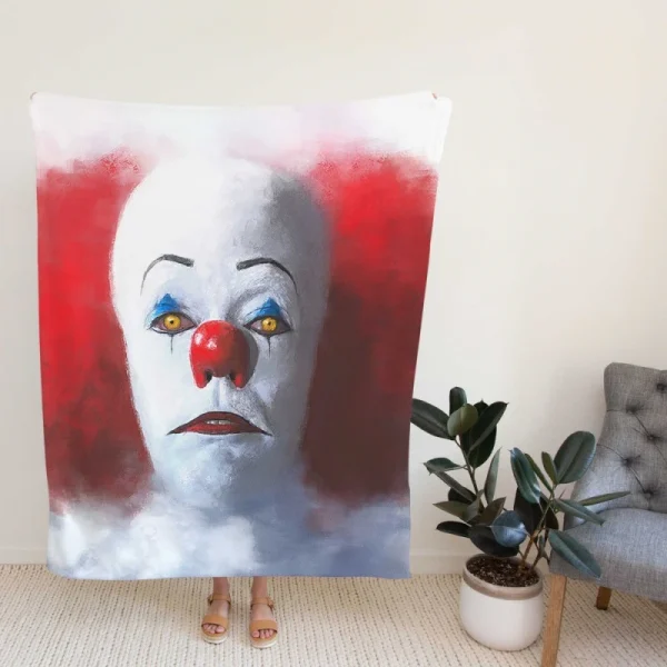 Painting of Pennywise in It Movie Fleece Blanket