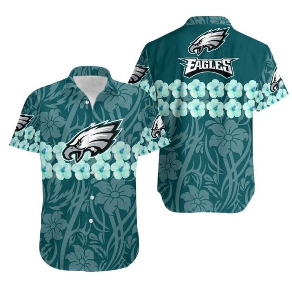 Philadelphia Eagles Flower and Logo Hawaii Shirt and Shorts Summer Col