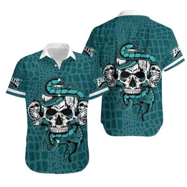 Philadelphia Eagles Snake And Skull Hawaii Shirt and Shorts Summer Col