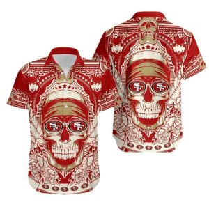 San Francisco 49ers Skull NFL Gift For Fan Hawaii Shirt and Shorts Sum