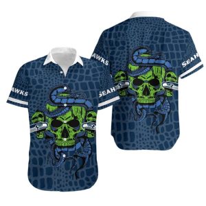 Seattle Seahawks Snake And Skull Hawaii Shirt and Shorts Summer Collec