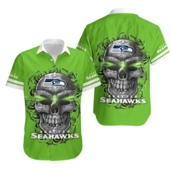 Seattle Seahawks Sugar Skull NFL Gift For Fan Hawaiian Graphic Print S