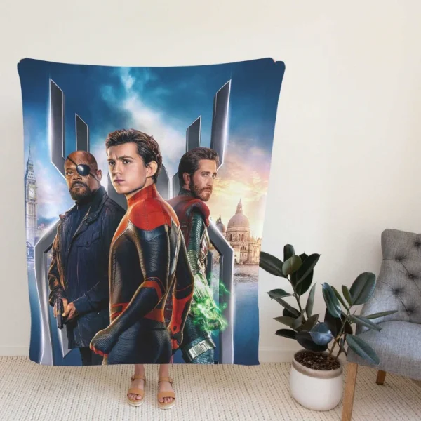 Spider-Man Far From Home Movie Mysterio Nick Fury Fleece Blanket