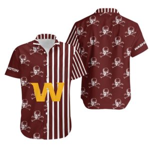 Washington Football Team Stripes and Skull Hawaii Shirt and Shorts