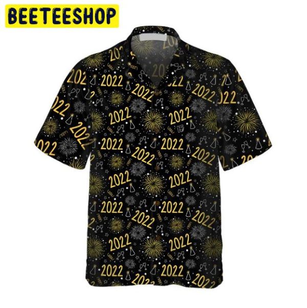 2022 New Year Golden Firework Trending Hawaiian Shirt-1