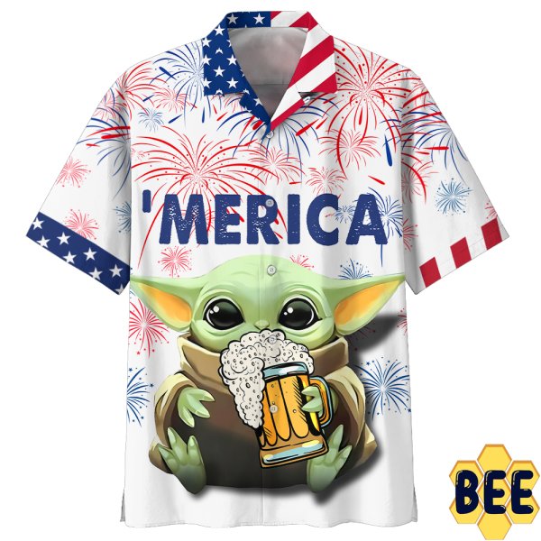 Baby Yoda American Independence Day Trending Hawaiian Shirt-1