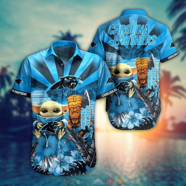 Baby Yoda Carolina Panthers Nfl Hawaiian Shirt And Shorts For Fans-1