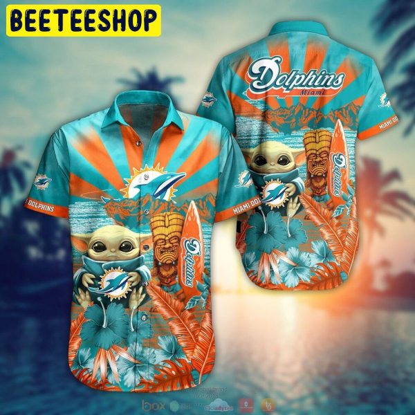 Baby Yoda Miami Dolphins Nfl And Shorts 3d Hawaiian Shirt-1