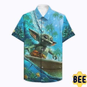 Baby Yoda Surfing Trending Hawaiian Shirt-1