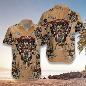 Barber Shop Vintage Skull Hawaiian Aloha Shirt