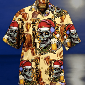 Beach Shirt Hawaiian Aloha Shirts Skull Lets Party