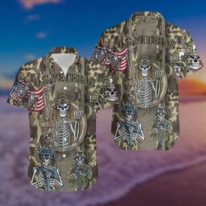 Beach Shirt Hawaiian Aloha Shirts Us Veterans Skull