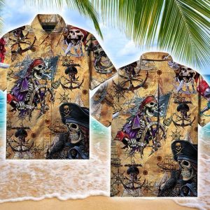 Beach Shirt Order Amazing Pirate Skull Halloween Hawaiian Aloha Shirt
